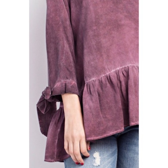 Dark Mauve Acid Washed Blouse - Picture 4 of 6